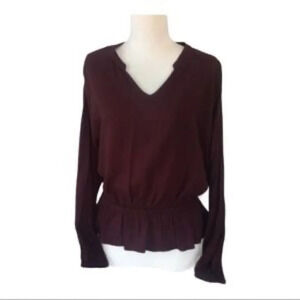 Jennifer‎ Lopez maroon long sleeve blouse M